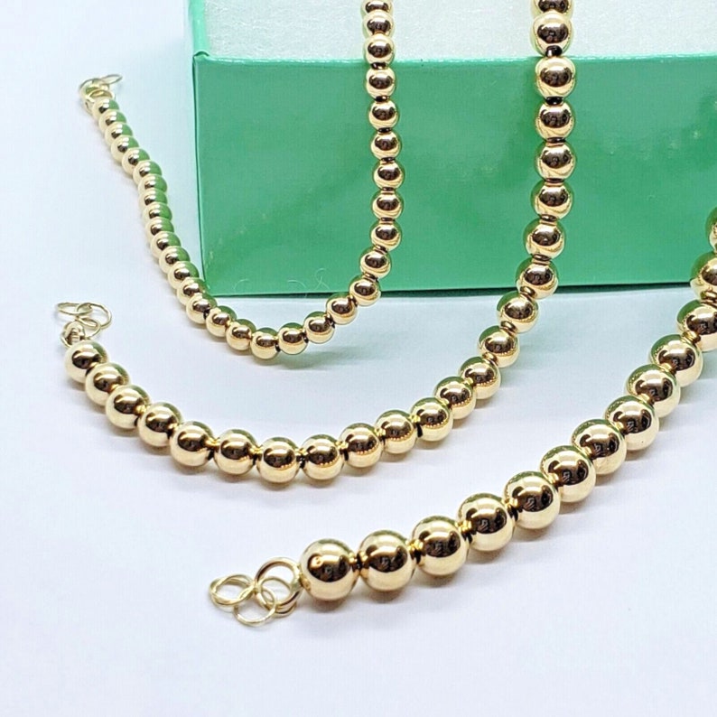 14K Hollow Yellow Gold Plated Bead Bracelet 