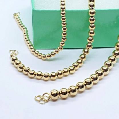 14K Hollow Yellow Gold Plated Bead Bracelet 