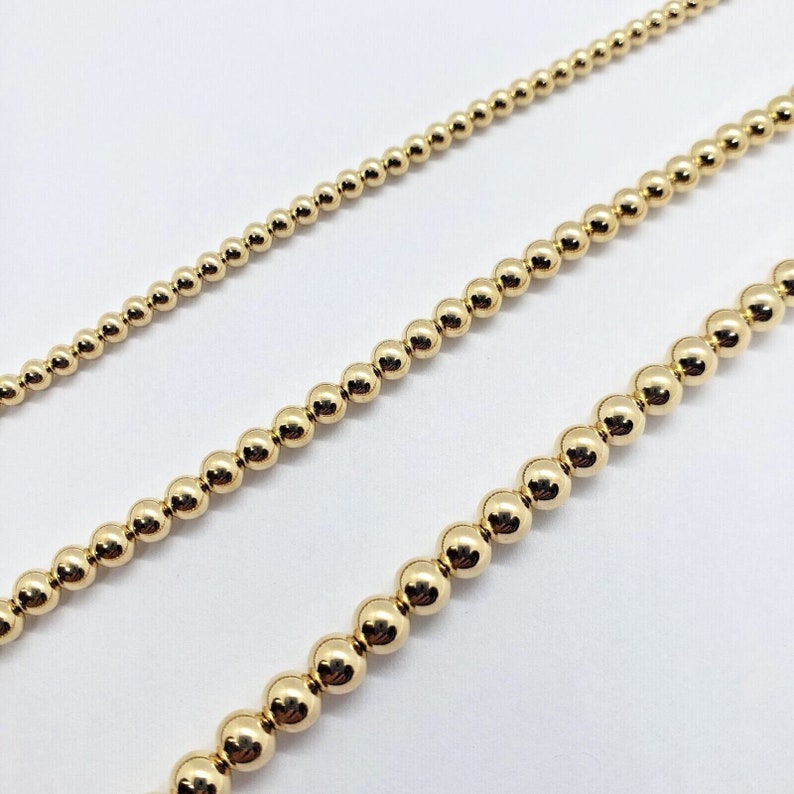 14K Hollow Yellow Gold Plated Bead Bracelet 