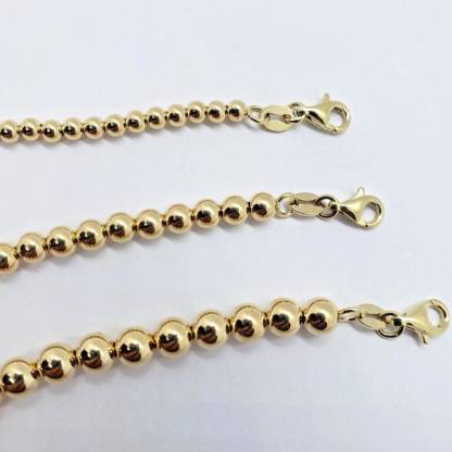 14K Hollow Yellow Gold Plated Bead Bracelet 