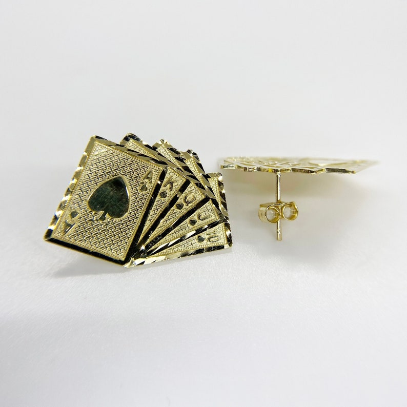 Poker Playing Cards Royal Flush Lucky Stud Push Back Earrings