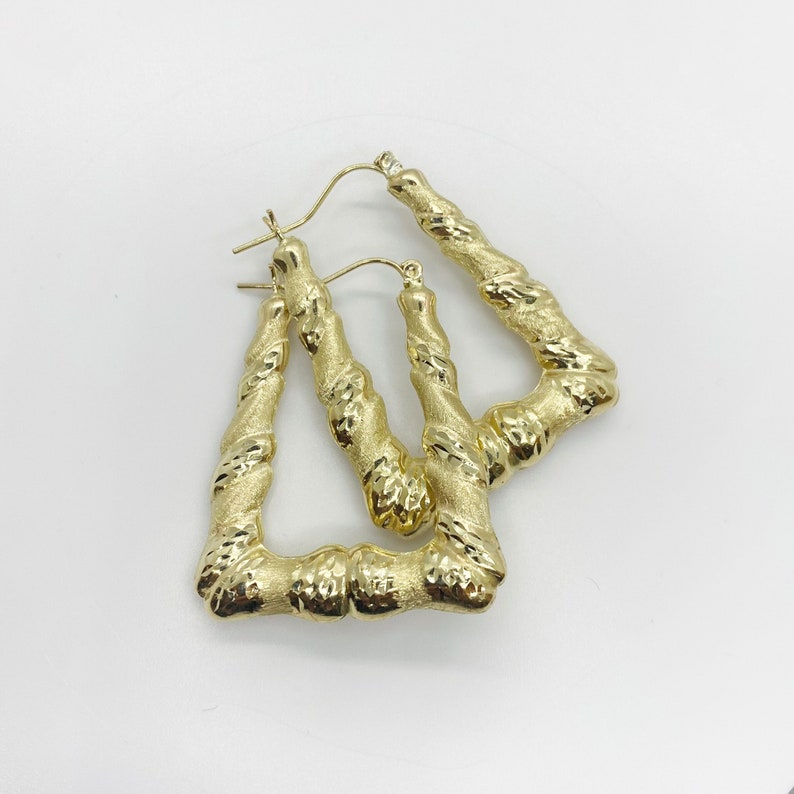 Simple Classic Plain Square Rectangle Gold Plated Hoop Earrings