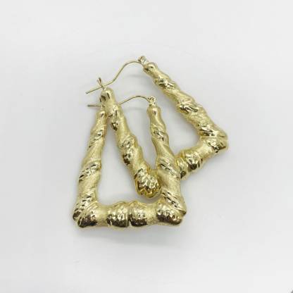 Simple Classic Plain Square Rectangle Gold Plated Hoop Earrings