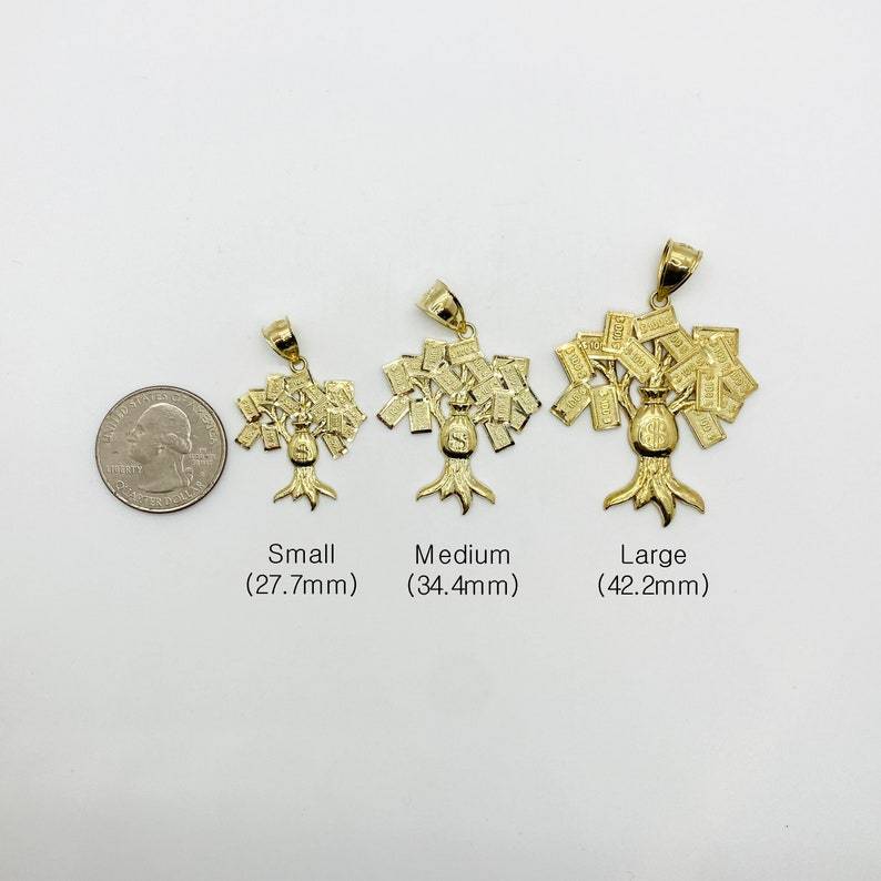 Gold Money Bag Hundred Dollar Tree Lucky Pendant Necklace