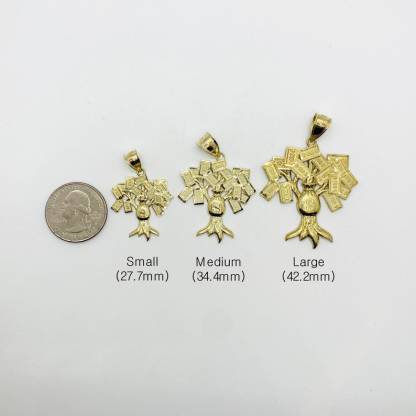 Gold Money Bag Hundred Dollar Tree Lucky Pendant Necklace