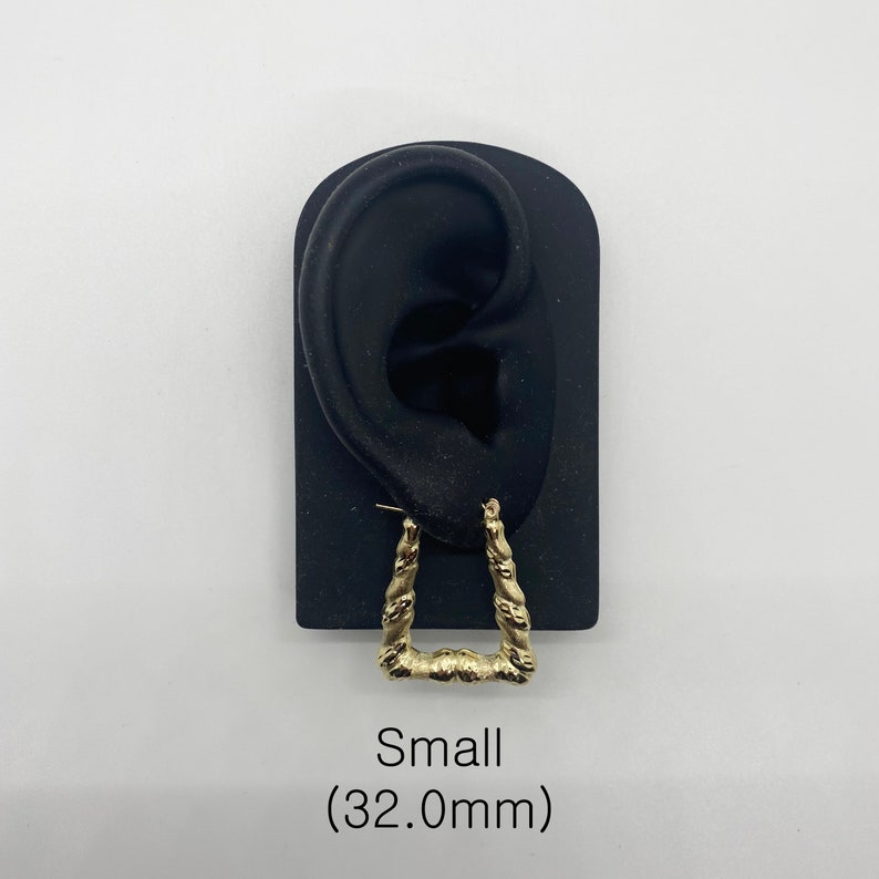 Simple Classic Plain Square Rectangle Gold Plated Hoop Earrings