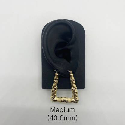 Simple Classic Plain Square Rectangle Gold Plated Hoop Earrings