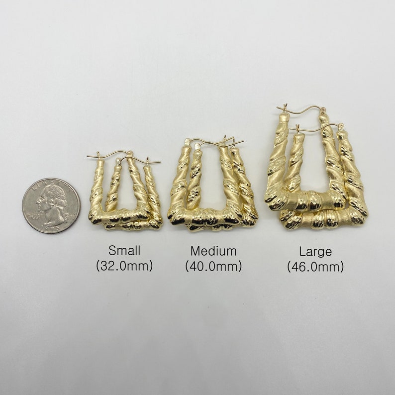 Simple Classic Plain Square Rectangle Gold Plated Hoop Earrings