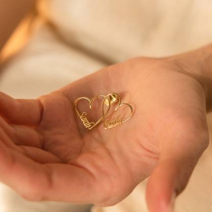 Heart Earrings Custom Gold Plated Name Stud Earrings