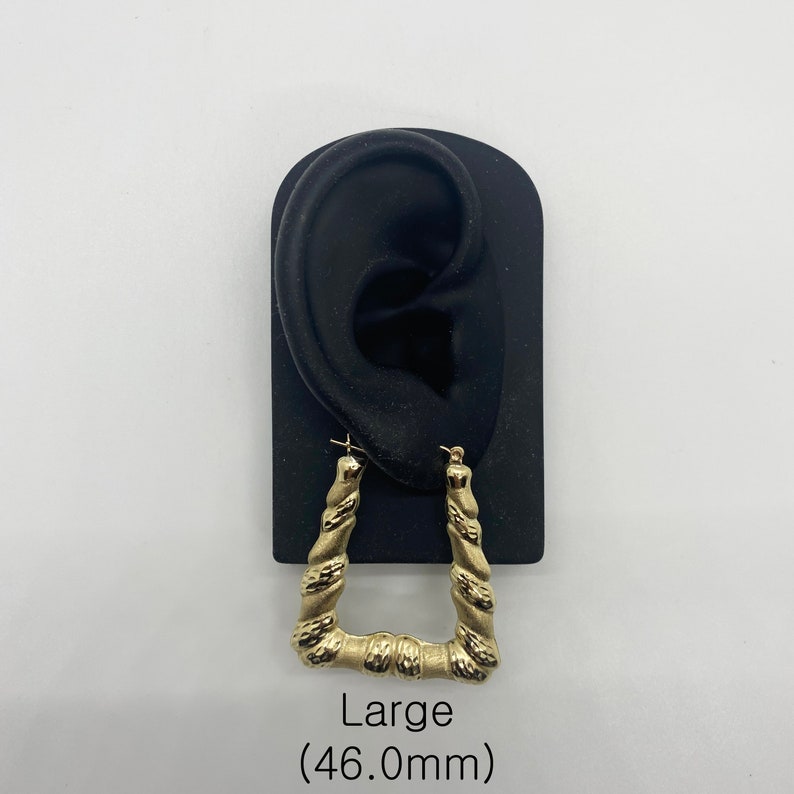 Simple Classic Plain Square Rectangle Gold Plated Hoop Earrings