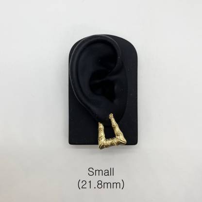 Bamboo Simple Classic Plain Square Rectangle Gold Plated Hoop Earrings