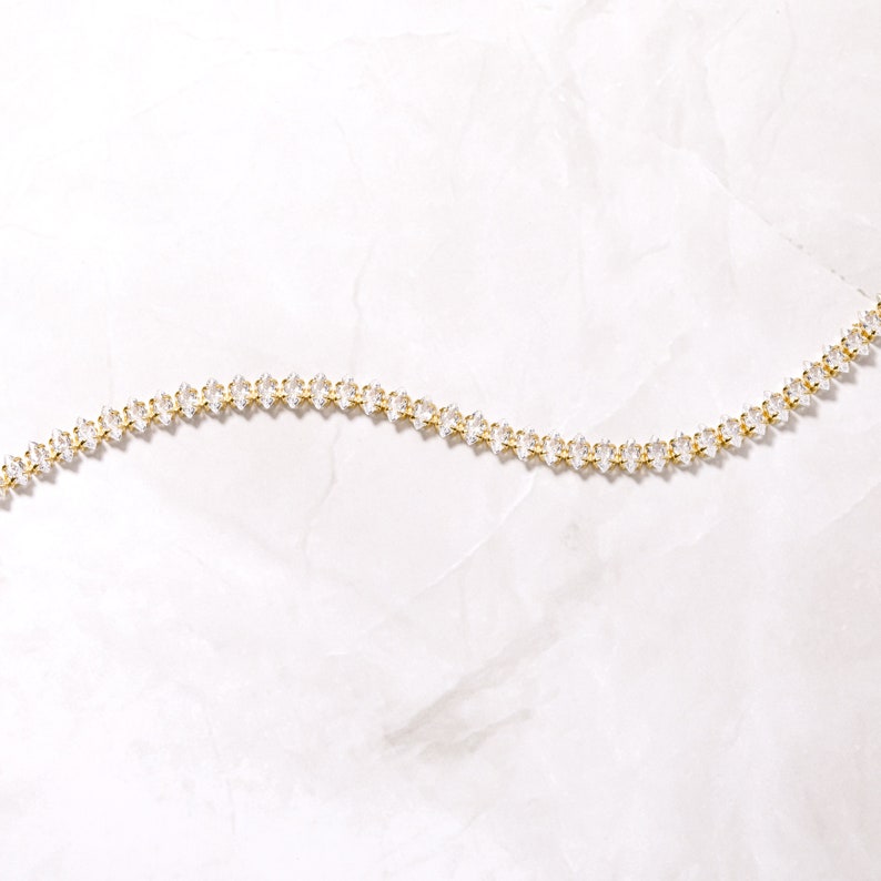 Gold Plated Tennis Chain Diamond Bracelet 