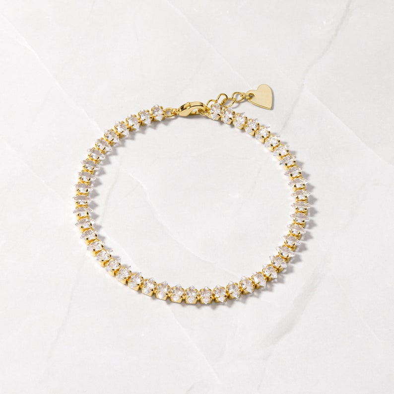 Gold Plated Tennis Chain Diamond Bracelet 