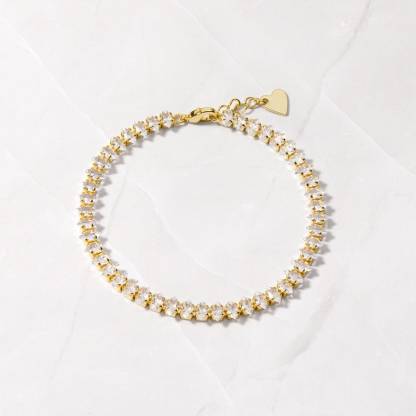 Gold Plated Tennis Chain Diamond Bracelet 