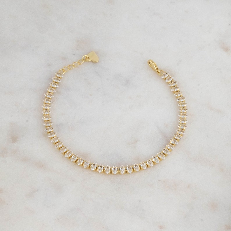 Gold Plated Tennis Chain Diamond Bracelet 