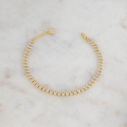 Gold Plated Tennis Chain Diamond Bracelet 