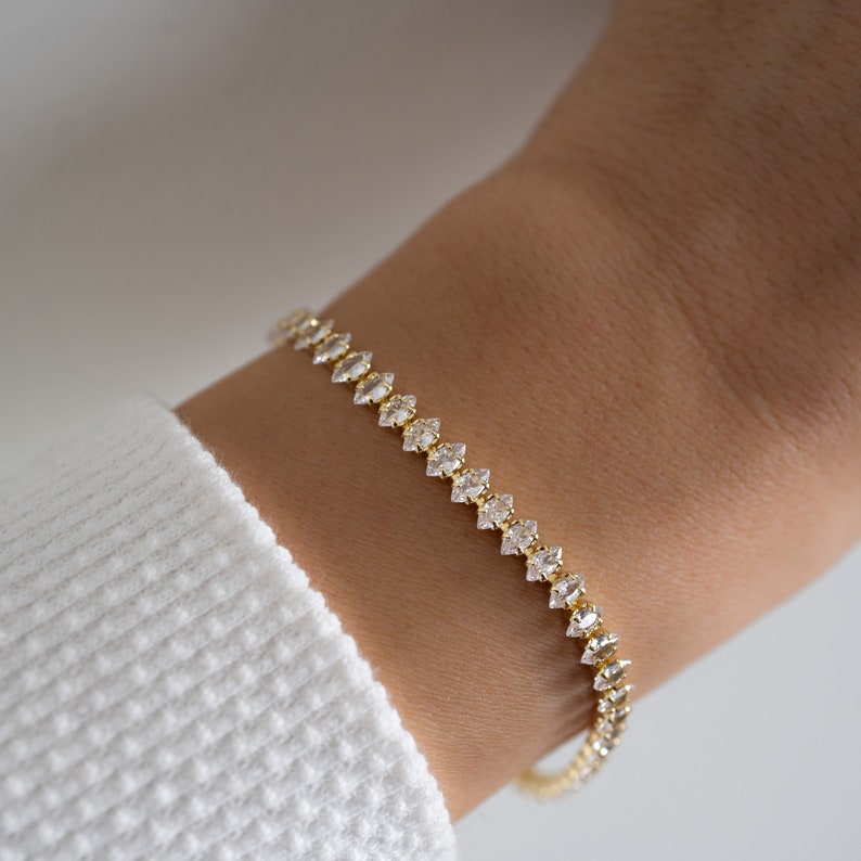 Gold Plated Tennis Chain Diamond Bracelet