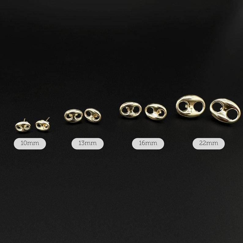 Puffed Mariner Stud Earrings Earrings Gold Plated Earrings