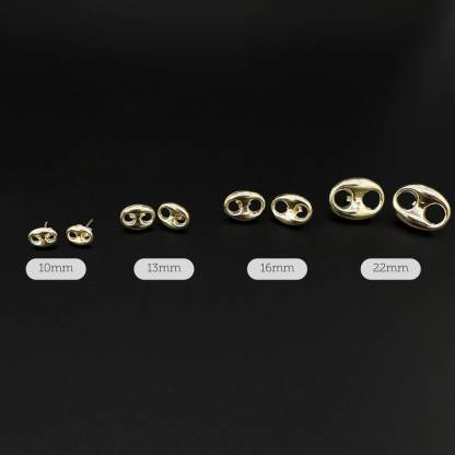 Puffed Mariner Stud Earrings Earrings Gold Plated Earrings