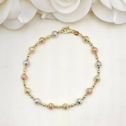 Bead Chain Diamond Cut Bracelet Gold Plated Bracelet