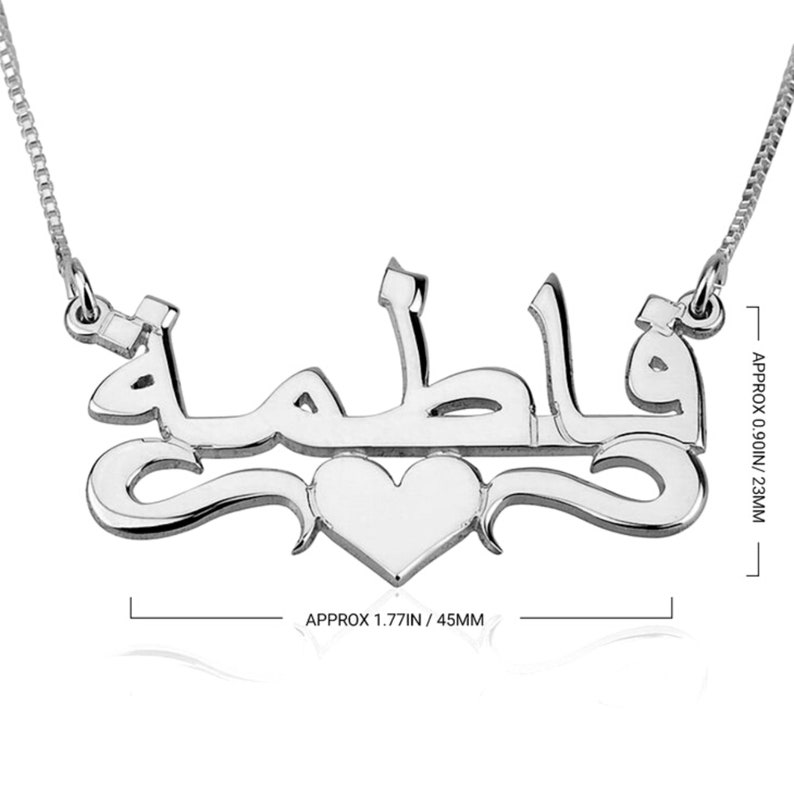 Personalized Heart Arabic Name Necklack Gold Plated Love Necklace