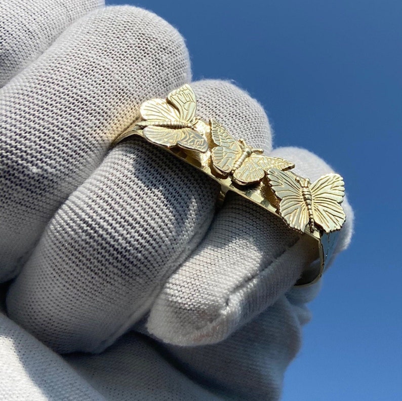 Butterfly Charm Two Finger Ring Gold Plated Ring