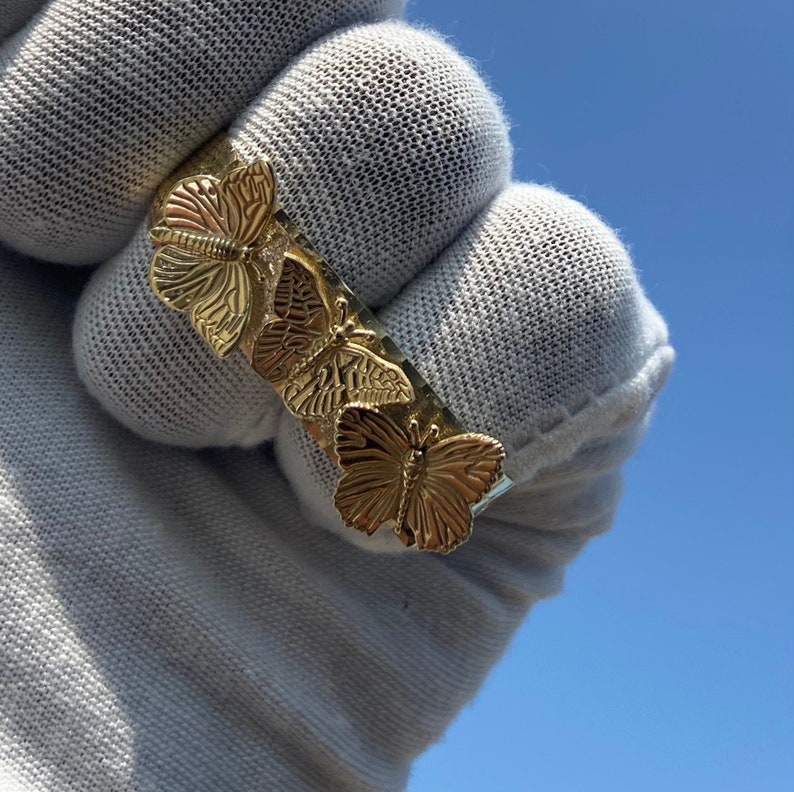 Butterfly Charm Two Finger Ring Gold Plated Ring