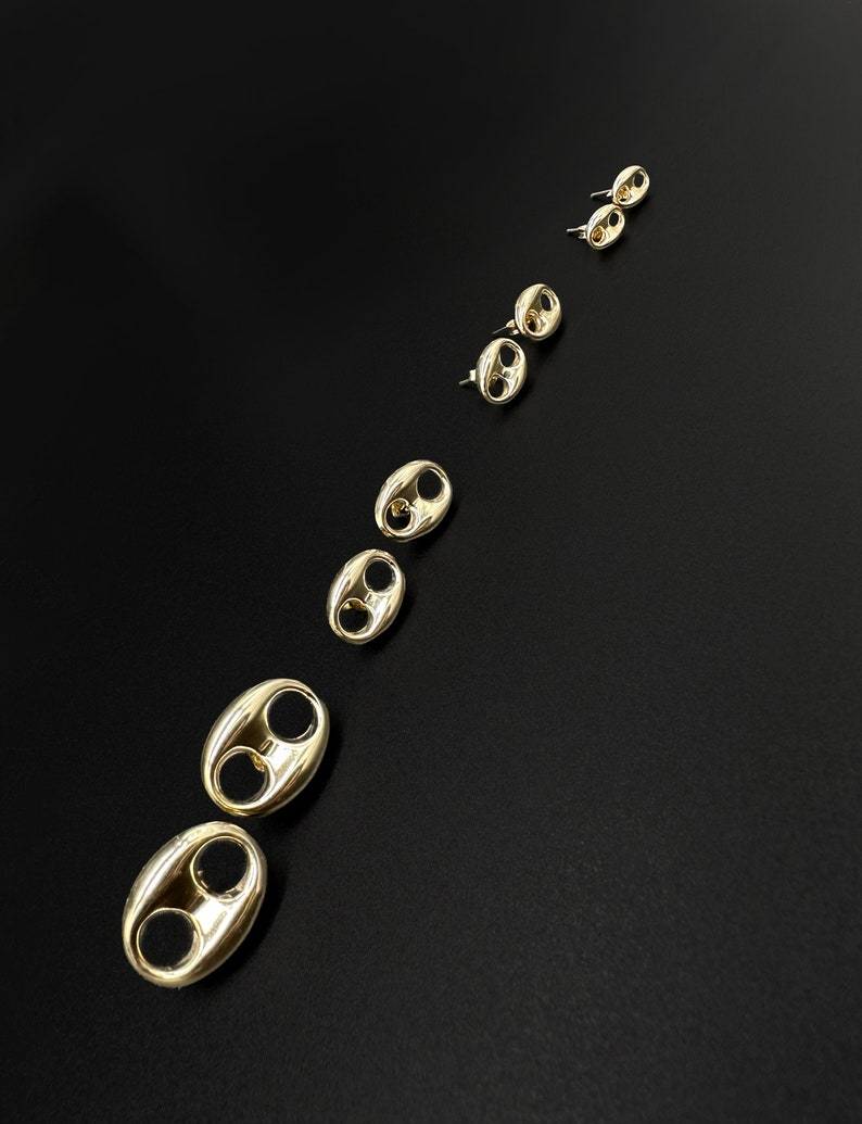 Puffed Mariner Stud Earrings Earrings Gold Plated Earrings