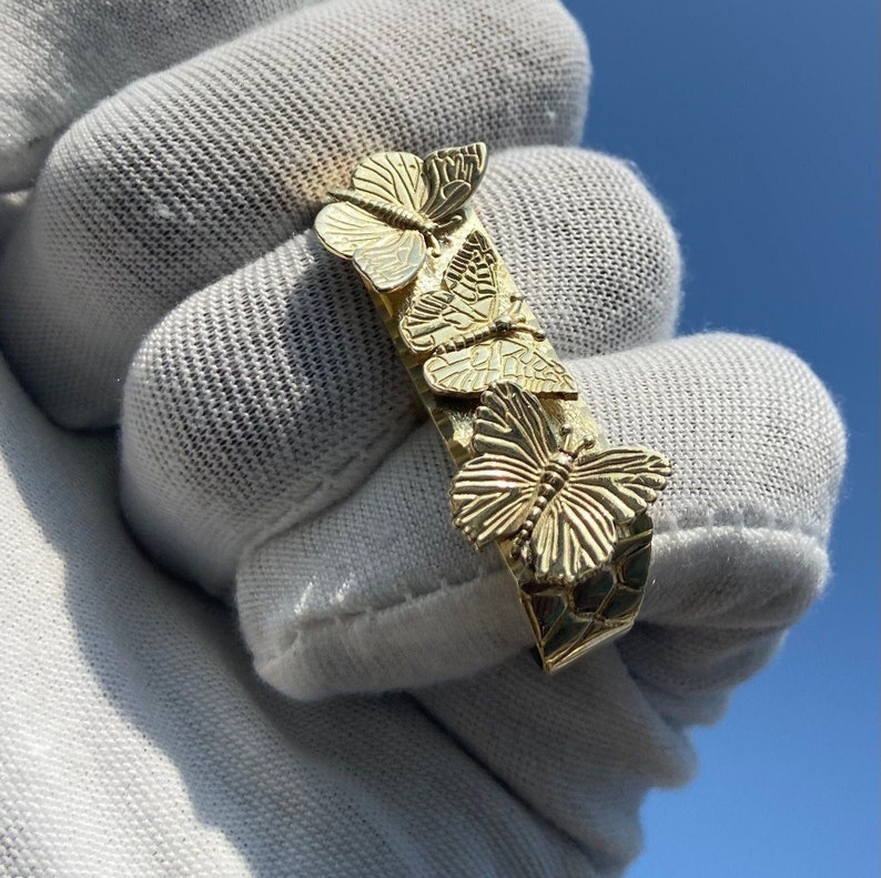 Butterfly Charm Two Finger Ring Gold Plated Ring