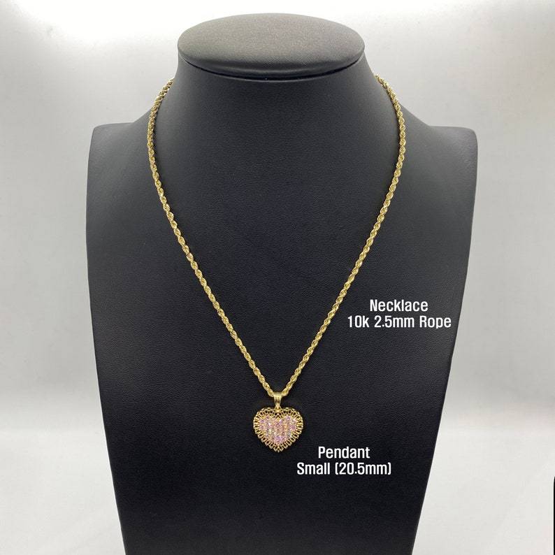Pink White Rollie Style Heart CZ Love Pendant Charm Rolex Chain Necklace