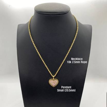 Pink White Rollie Style Heart CZ Love Pendant Charm Rolex Chain Necklace