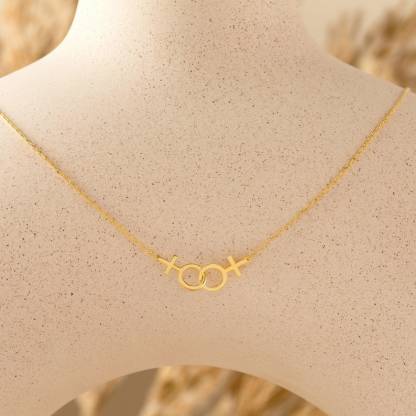 Gold Plated Lesbian Necklace LGBT Pride Necklace