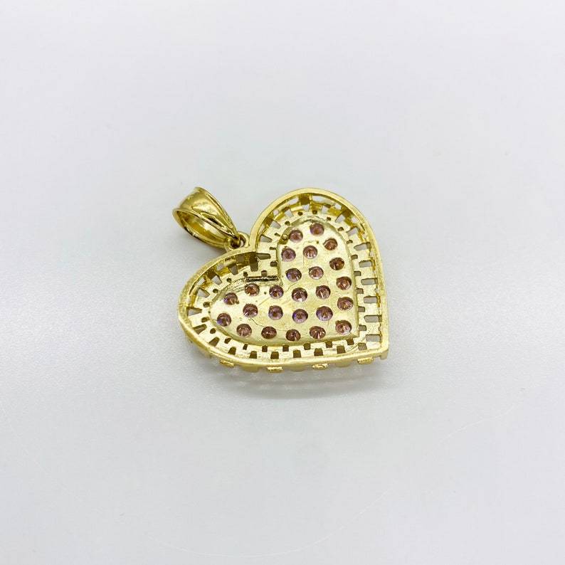 Pink White Rollie Style Heart CZ Love Pendant Charm Rolex Chain Necklace