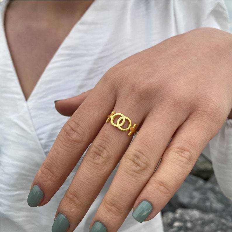 Lesbian Ring Gold Plated Personalized Engraved Ring LGBT Pride Ring