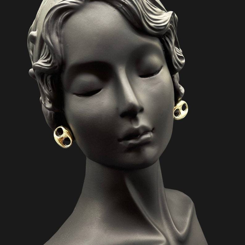 Puffed Mariner Stud Earrings Earrings Gold Plated Earrings