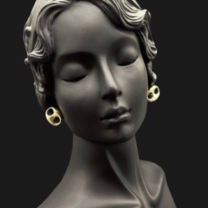 Puffed Mariner Stud Earrings Earrings Gold Plated Earrings