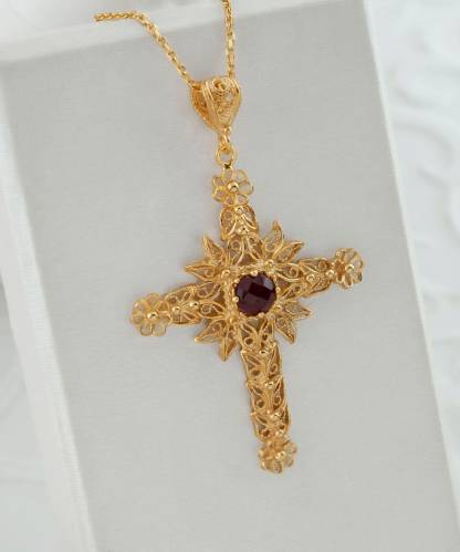 Filigree Fancy Floral Holy Cross Necklace Christian Jewelry