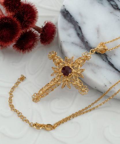 Filigree Fancy Floral Holy Cross Necklace Christian Jewelry