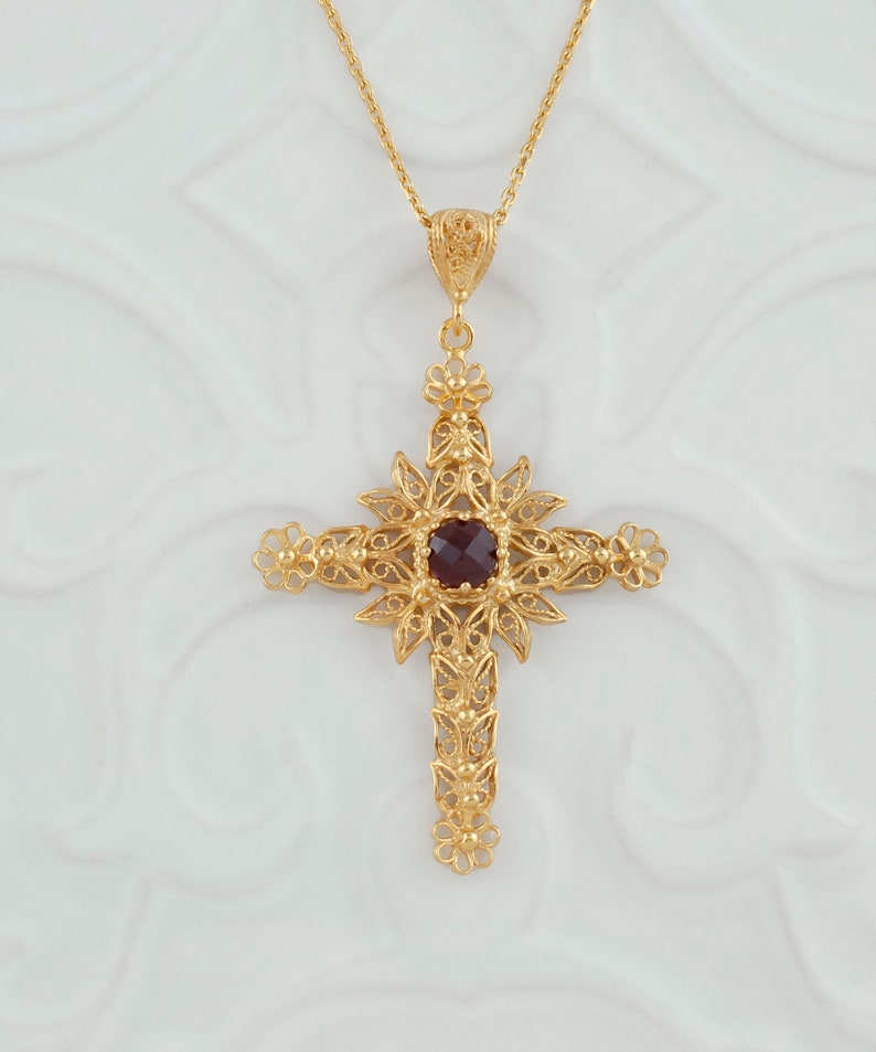 Filigree Fancy Floral Holy Cross Necklace Christian Jewelry