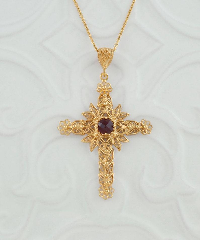 Filigree Fancy Floral Holy Cross Necklace Christian Jewelry