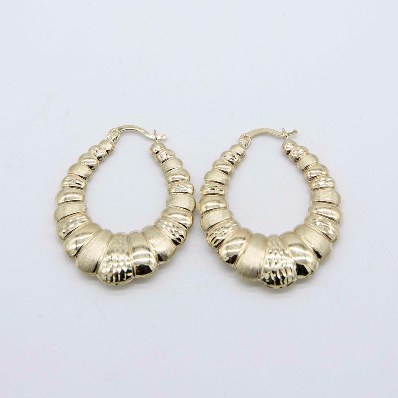 Graduated Diamond Cut Bamboo Earrings Gold Plated Stud Earrings