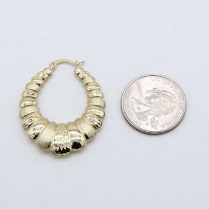 Graduated Diamond Cut Bamboo Earrings Gold Plated Stud Earrings