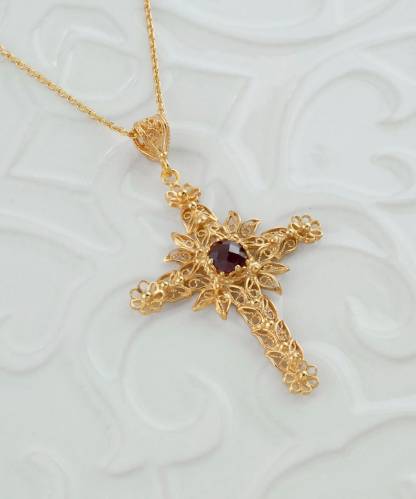 Filigree Fancy Floral Holy Cross Necklace Christian Jewelry