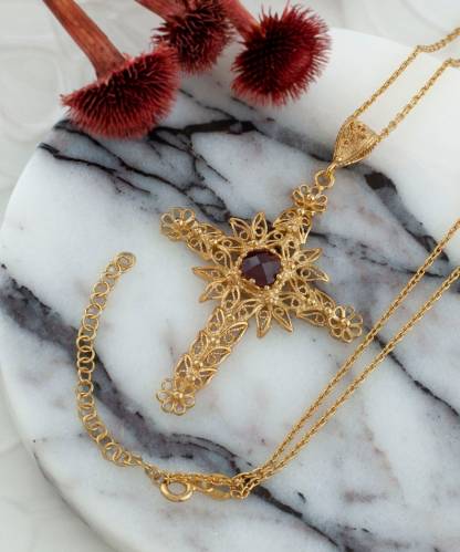 Filigree Fancy Floral Holy Cross Necklace Christian Jewelry