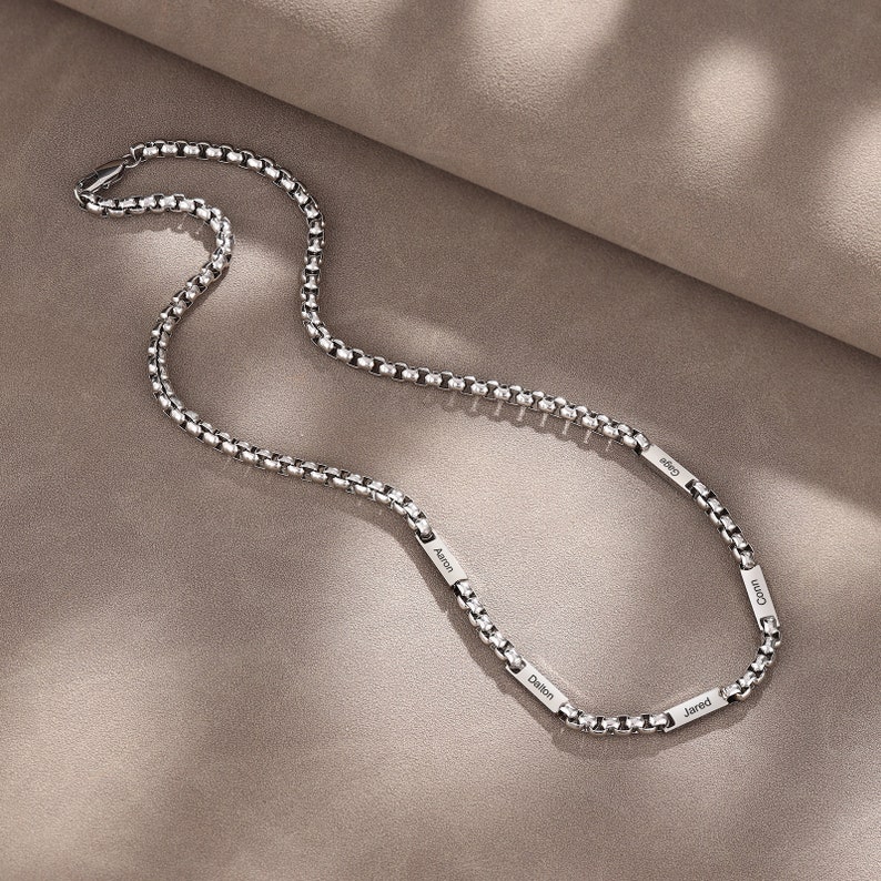 1-5 Names Necklace Personalized Gold Plated Mens Name Necklace