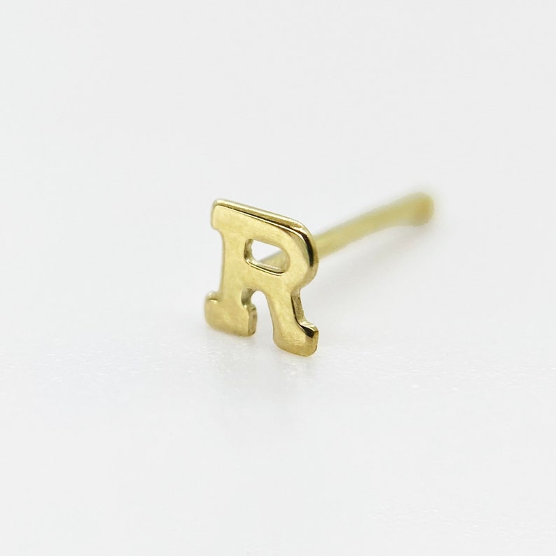 Gold Plated Initial Letter Alphabet Ball End Stud Nose Ring