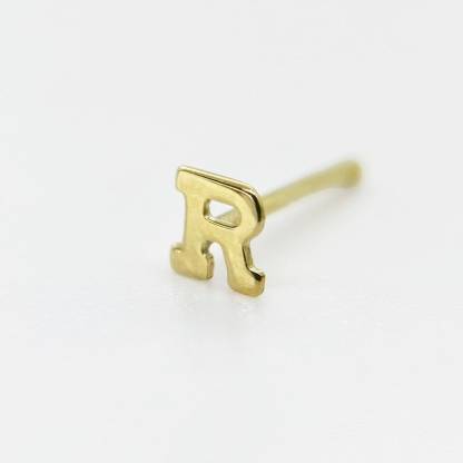 Gold Plated Initial Letter Alphabet Ball End Stud Nose Ring