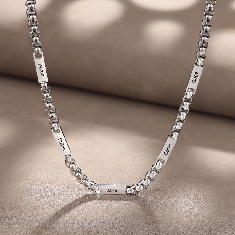 1-5 Names Necklace Personalized Gold Plated Mens Name Necklace