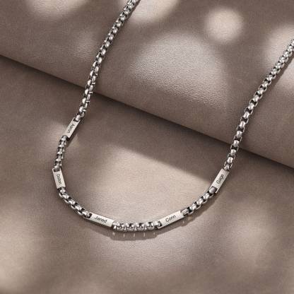 1-5 Names Necklace Personalized Gold Plated Mens Name Necklace