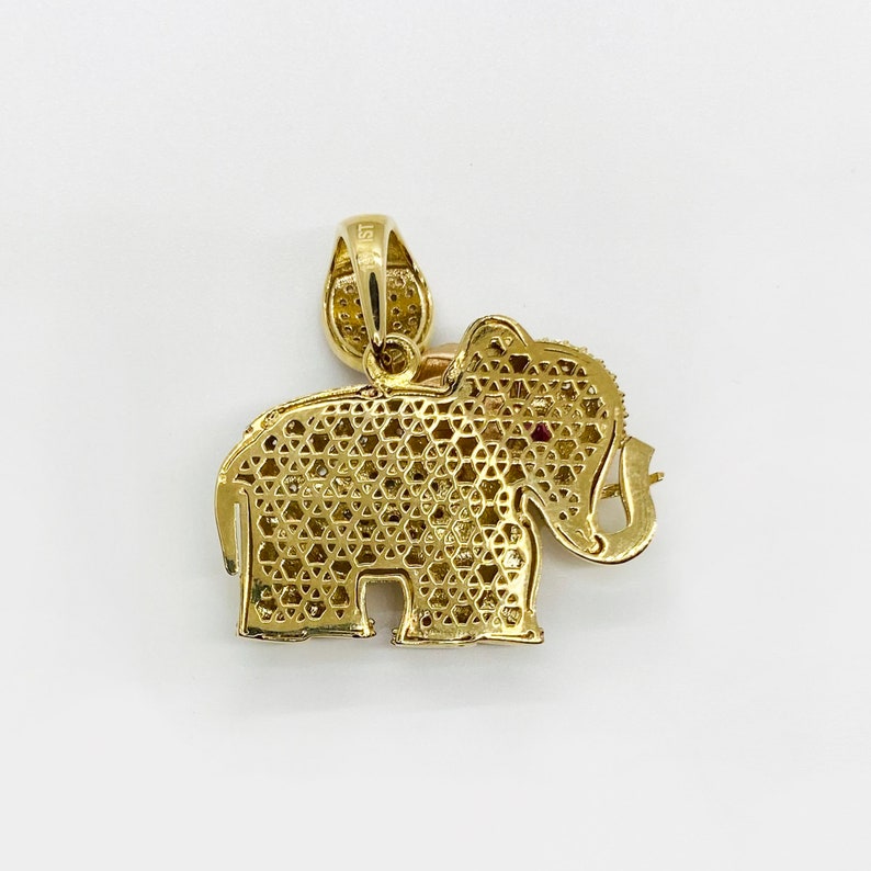Elephant Motif Lucky Animal CZ Pendant Gold Plated Charm Necklace